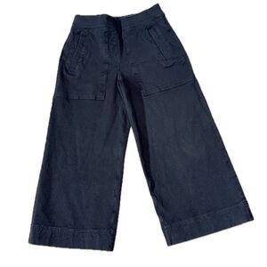 👖⚫ SPANX Petite Wide Leg Crop Pants Black Women's Sz S